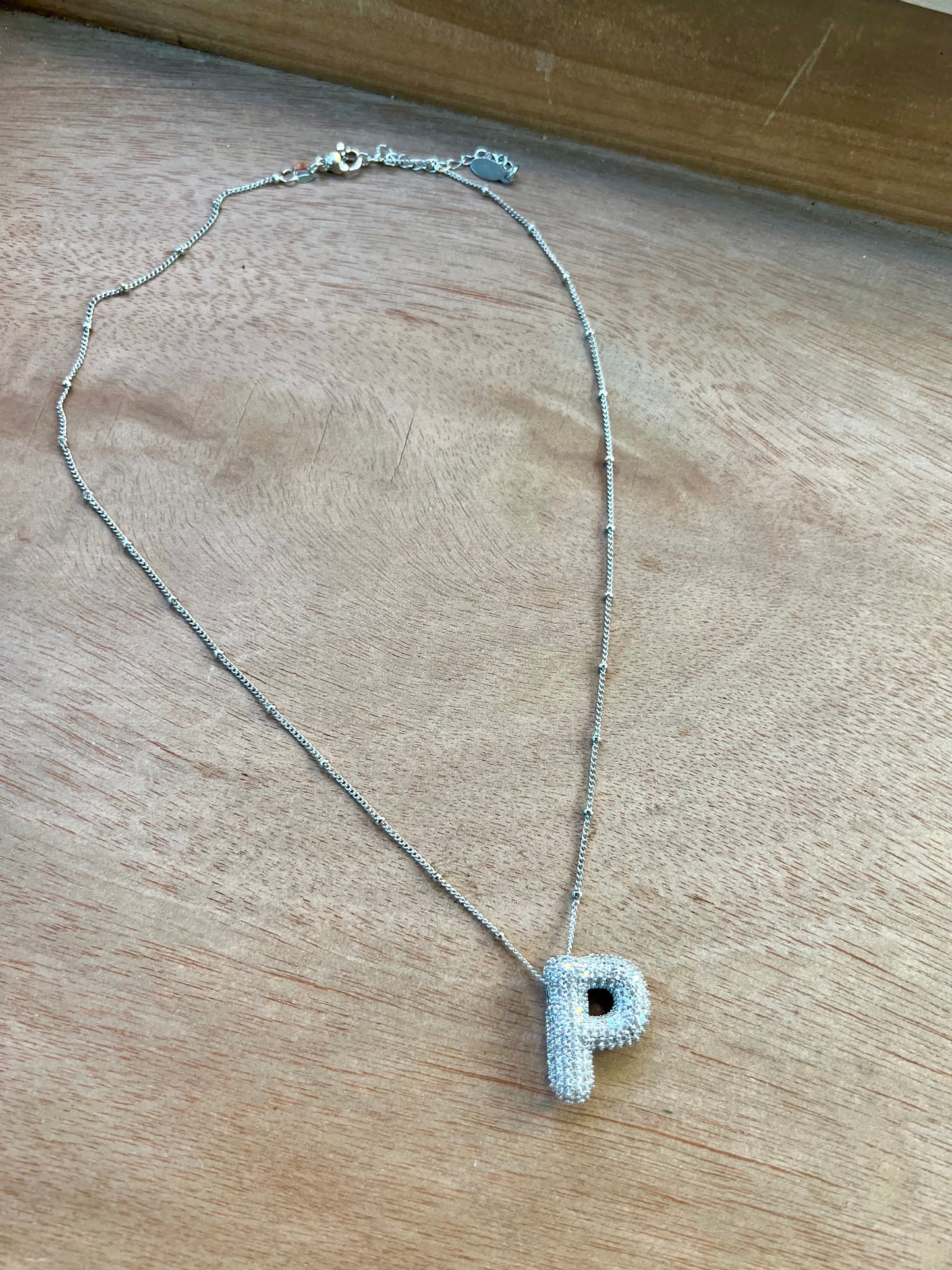 Sterling Silver Initial Bubble Necklace