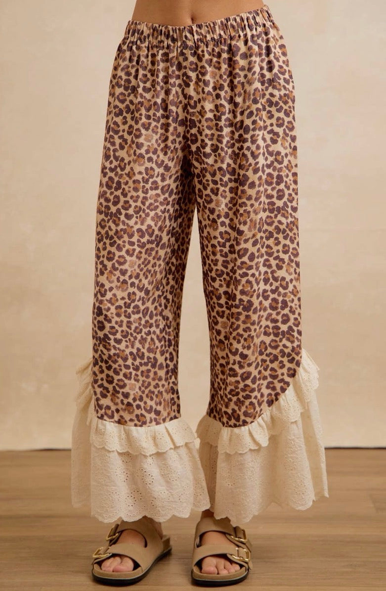 Lace Bottom Leopard Pant