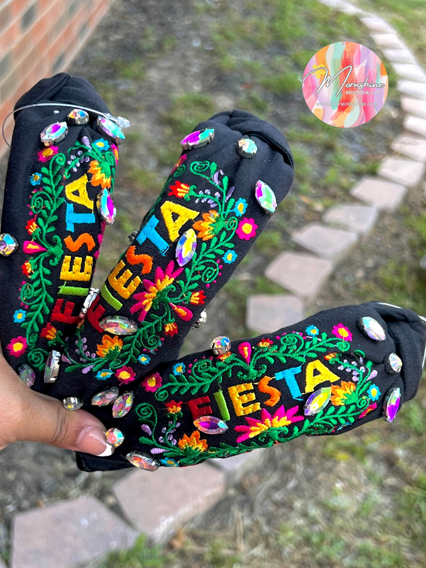 Black Fiesta Embroidered Headband