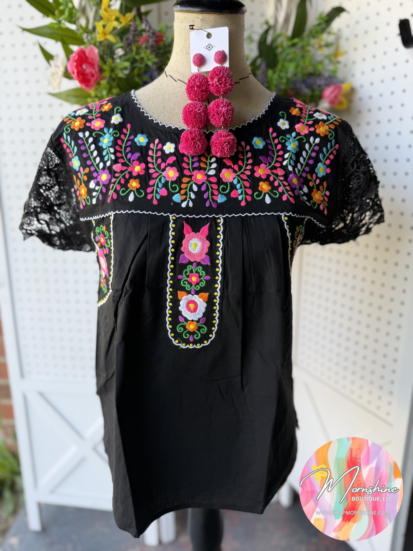 Black Embroidered Fiesta Top