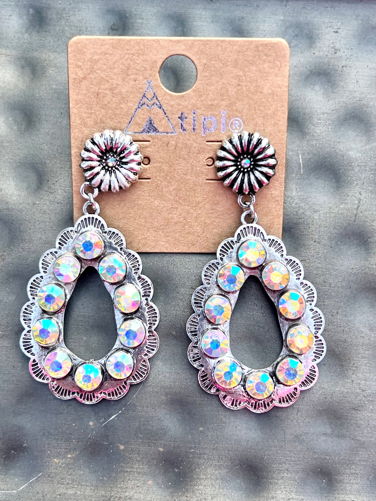 Teardrop AB Rhinestone Earrings