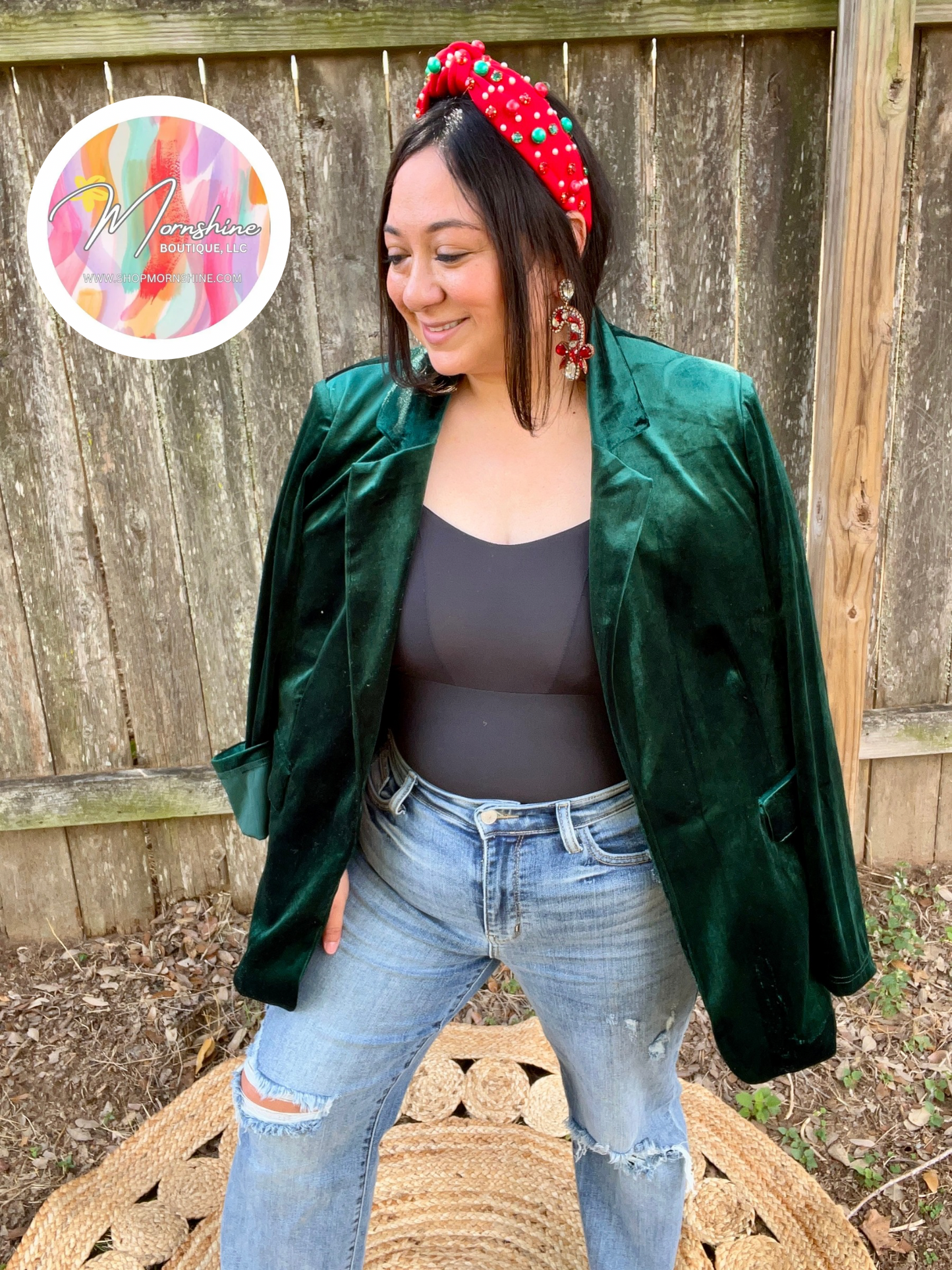 Emerald Velvet Blazer