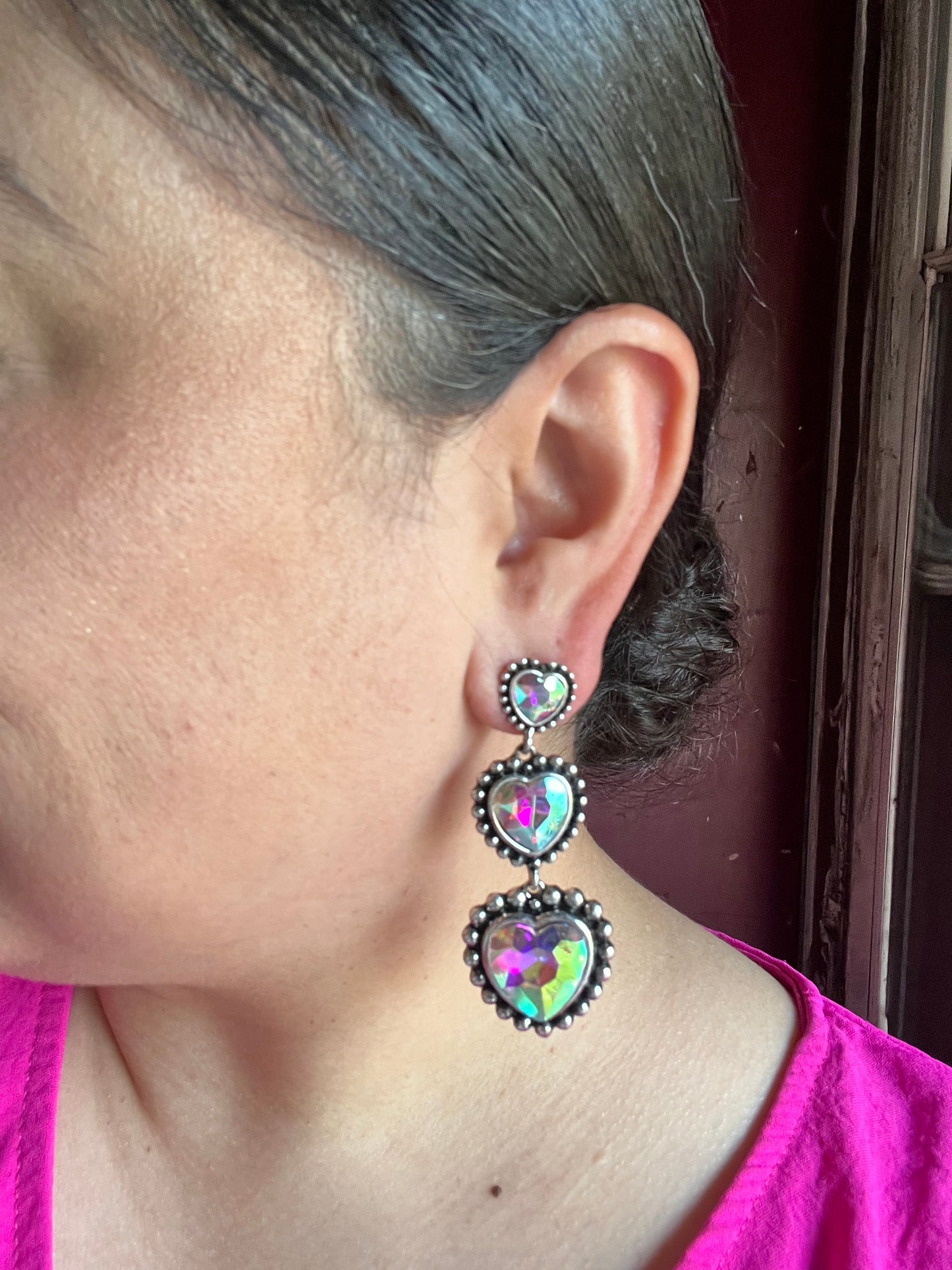 3 Tier Heart Earrings