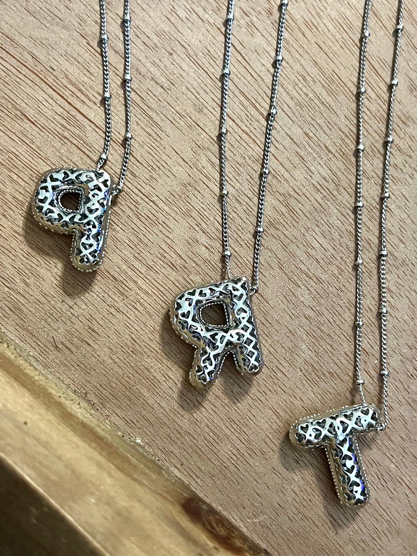 Sterling Silver Initial Bubble Necklace