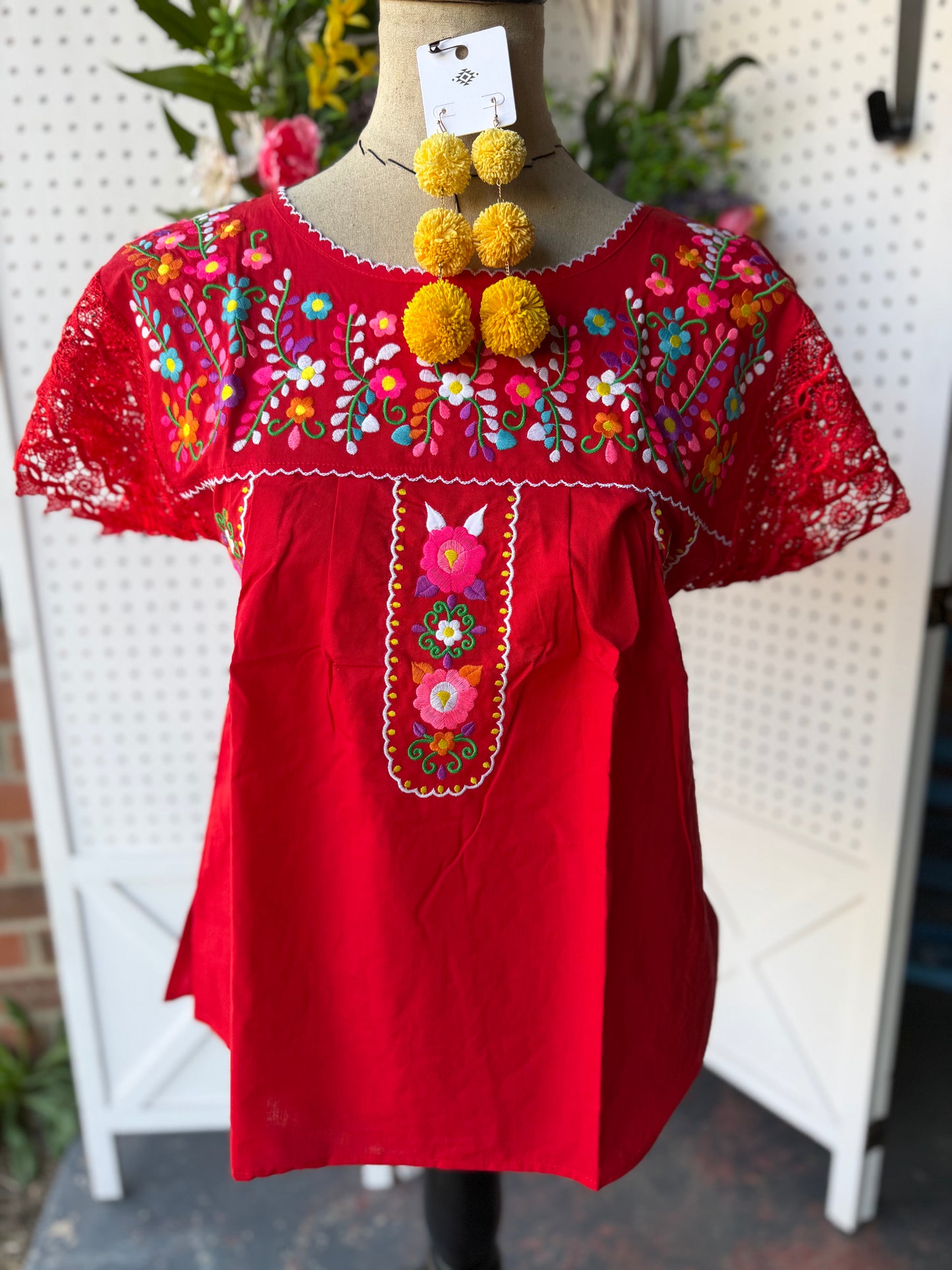 Red Embroidered Fiesta Top