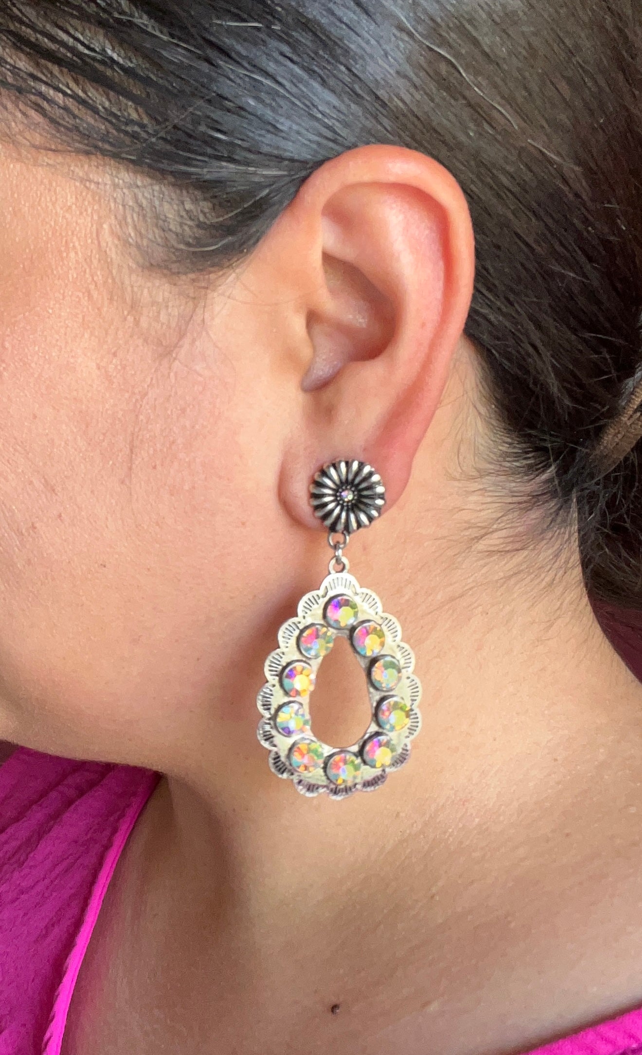Teardrop AB Rhinestone Earrings