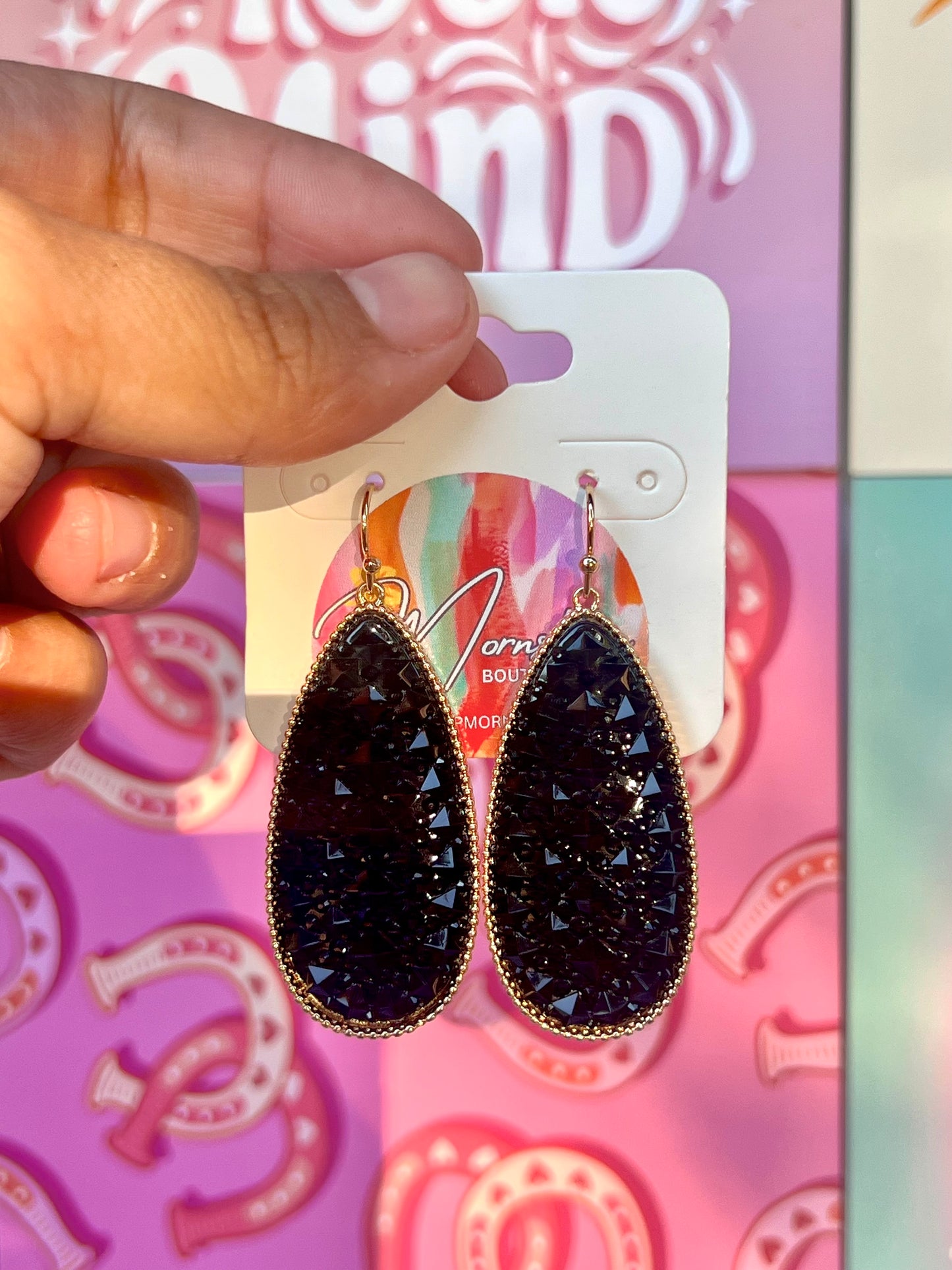 Teardrop Black Earrings