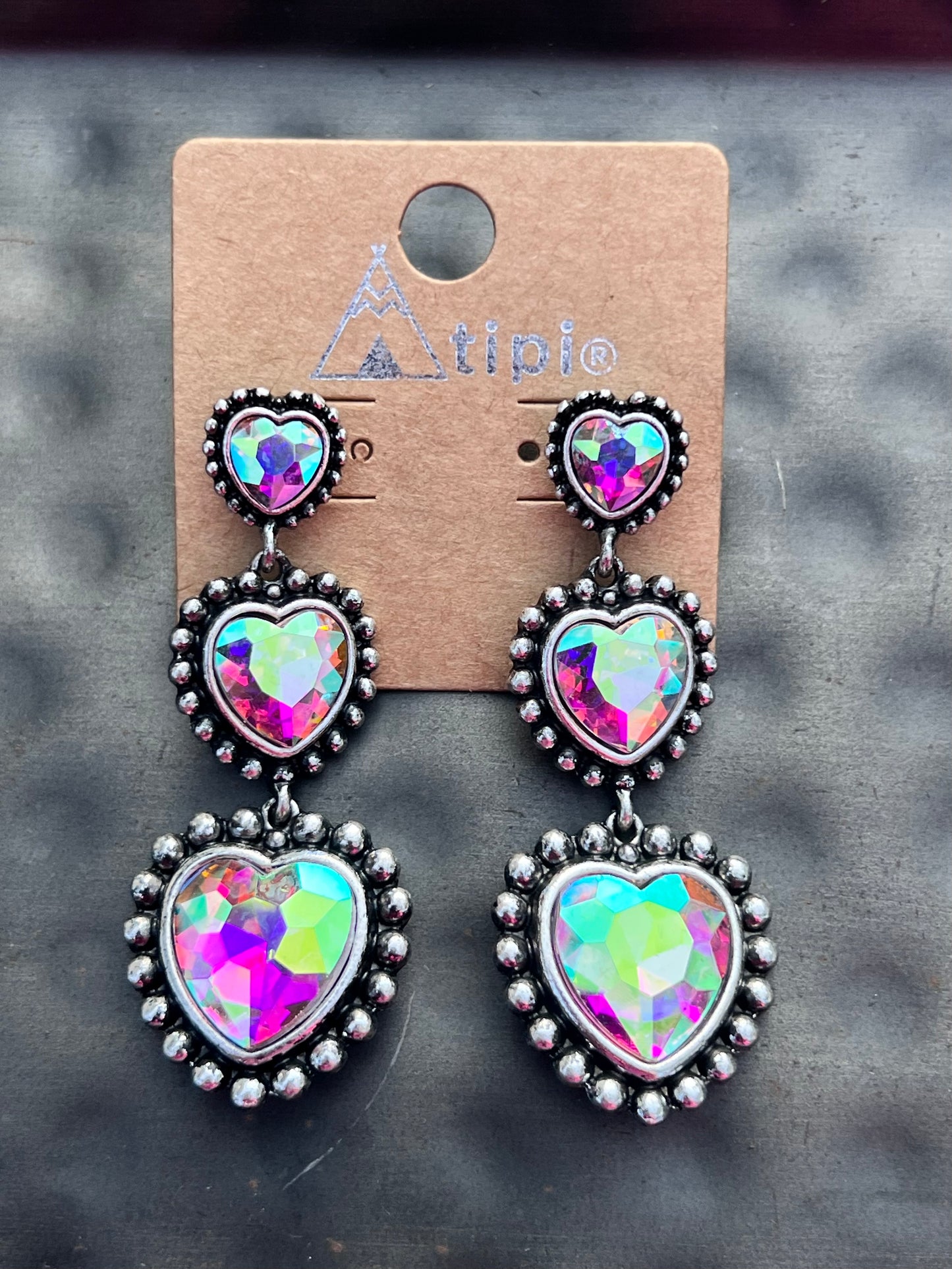3 Tier Heart Earrings