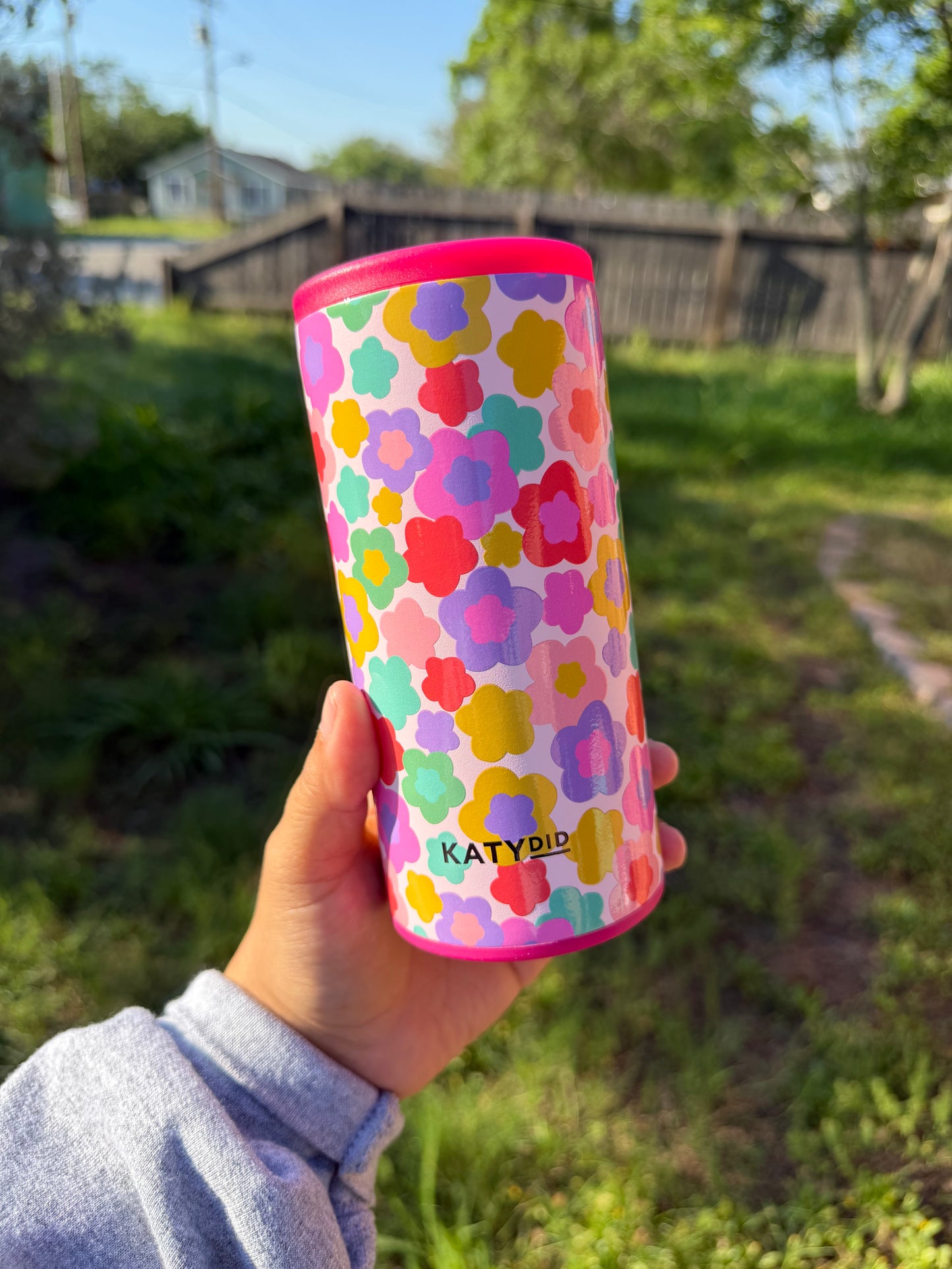 Katy Did Floral Slim Can Insulated Koozie