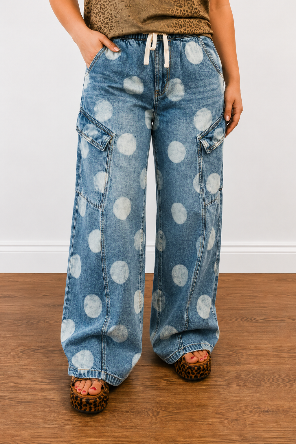 Polka Dot Dream Denim Cargo Pants