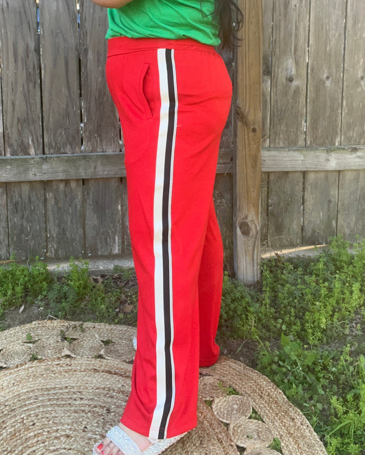 Red Side Striped Pants