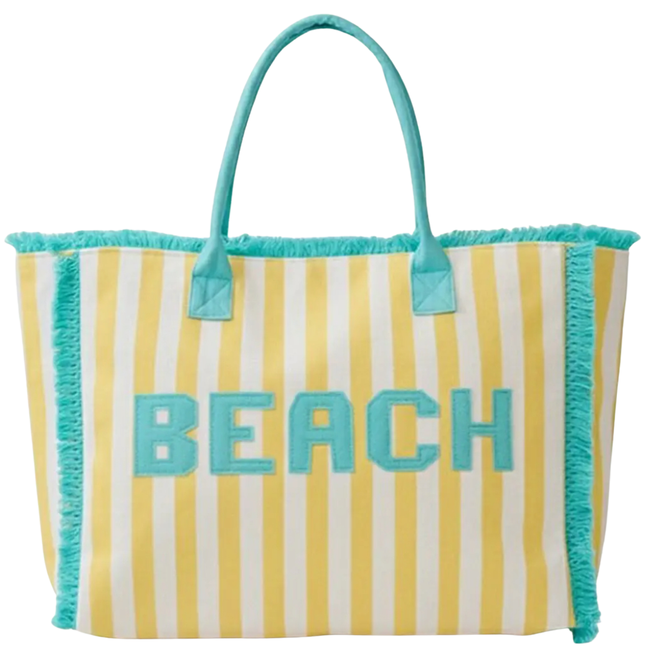 Coastal Stripe Beach Tote - Yellow & Turquoise