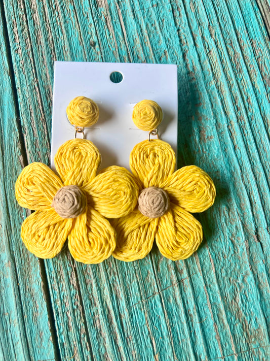 Summer Sun Yellow Flower Earrings