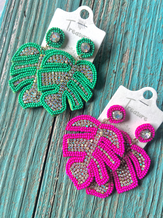 Summer Bling Leaf Earrings