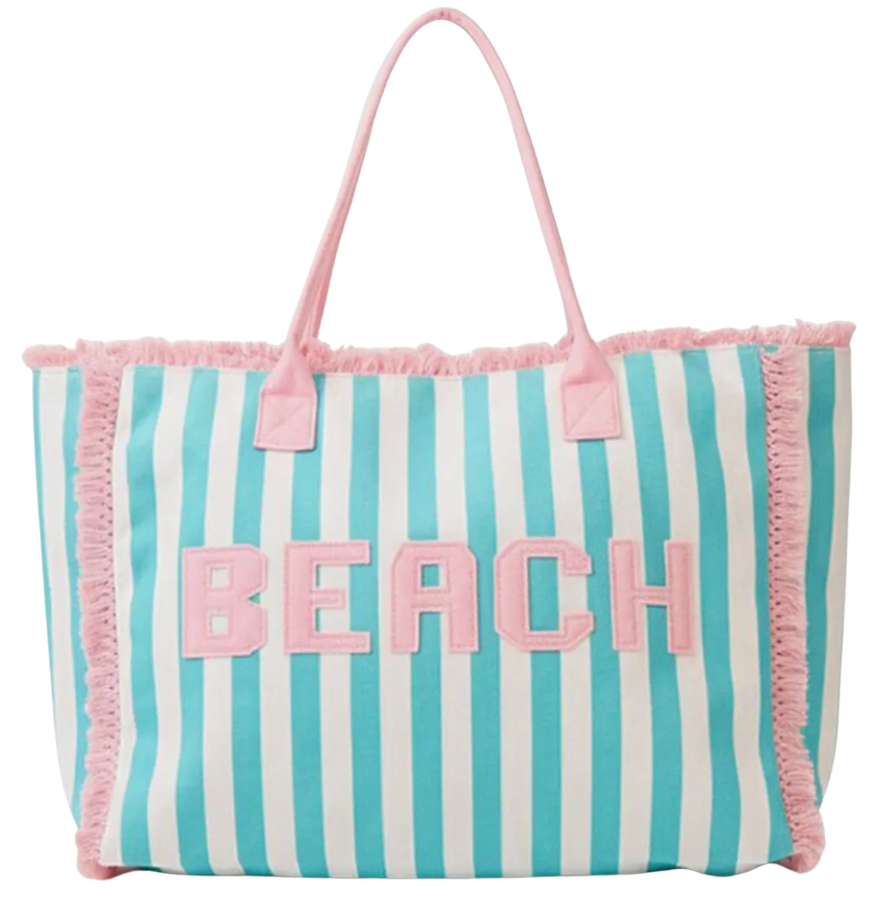 Coastal Stripe Beach Tote - Turquoise & Pink