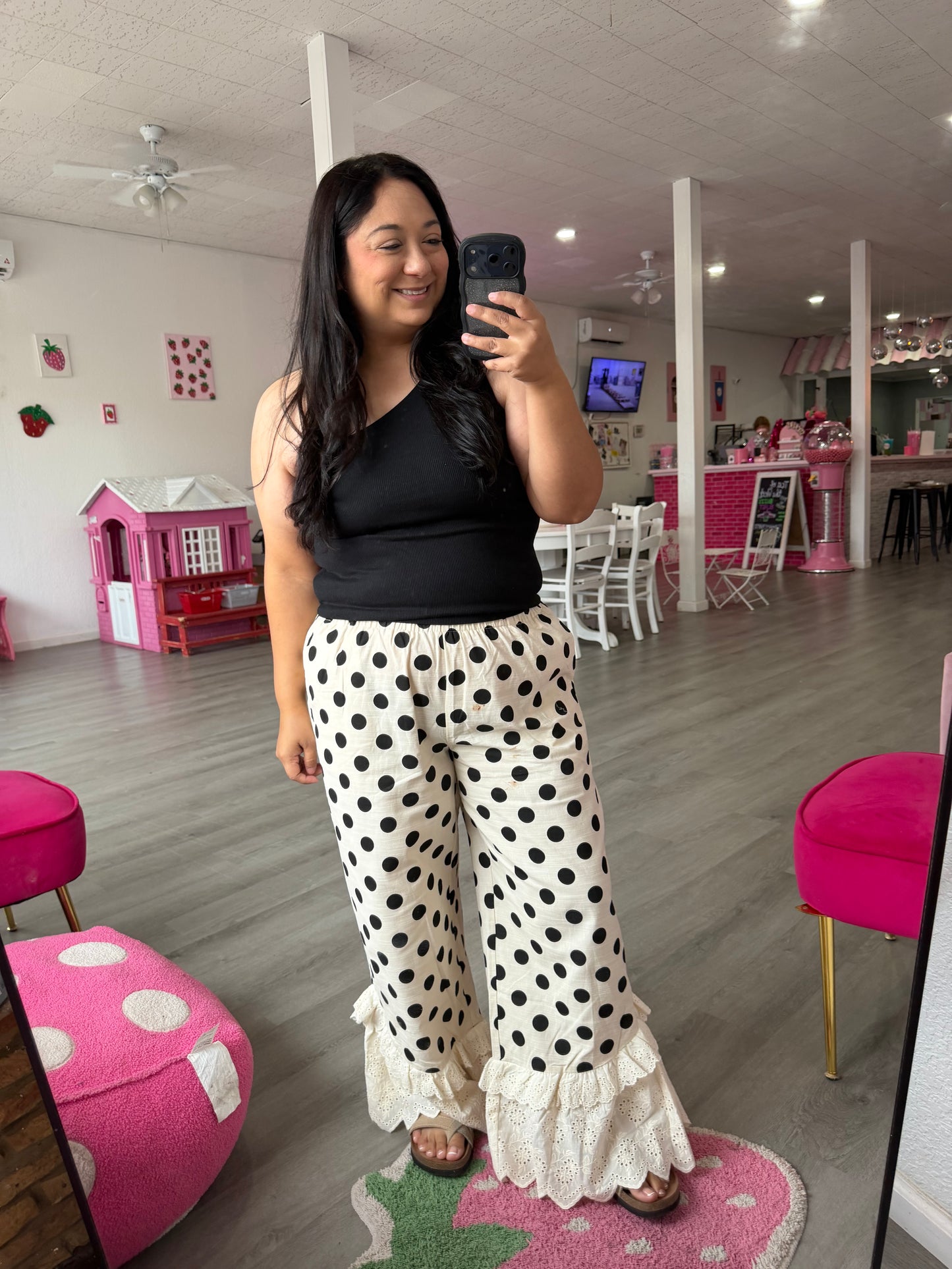 Lace Bottom Polka Dog Pant