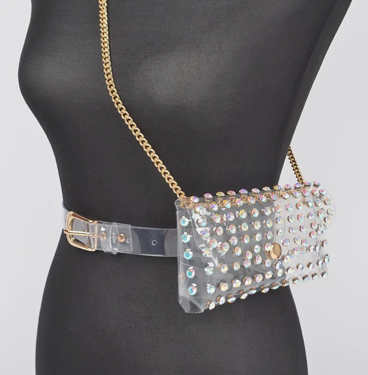 Diamond Drip Transparent AB Rhinestone Crossbody/Belt Bag