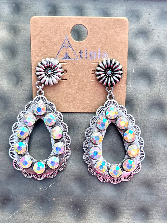 Teardrop AB Rhinestone Earrings