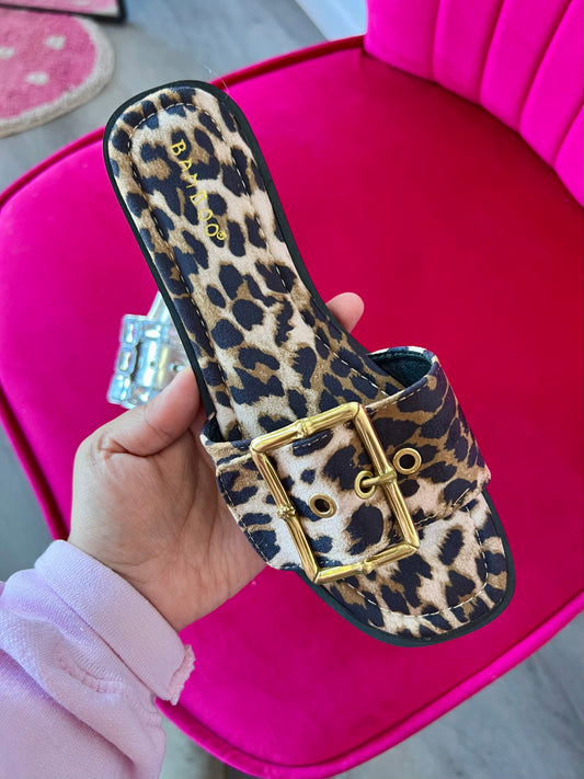 Sassy Leopard Buckle Slip On Sandal