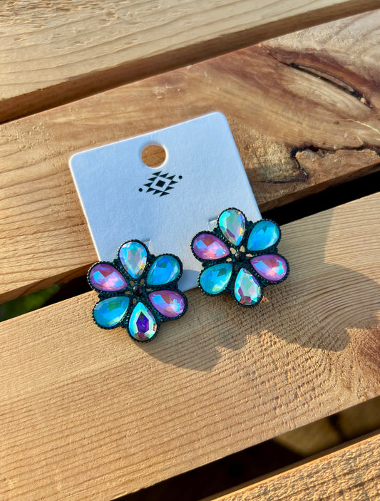 Floral Concho Stud Earrings