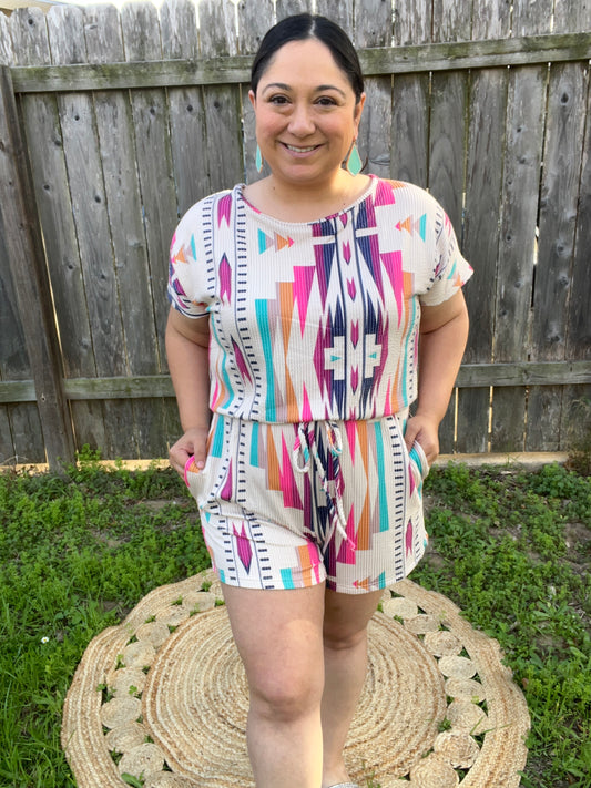 Vibrant Aztec Romper