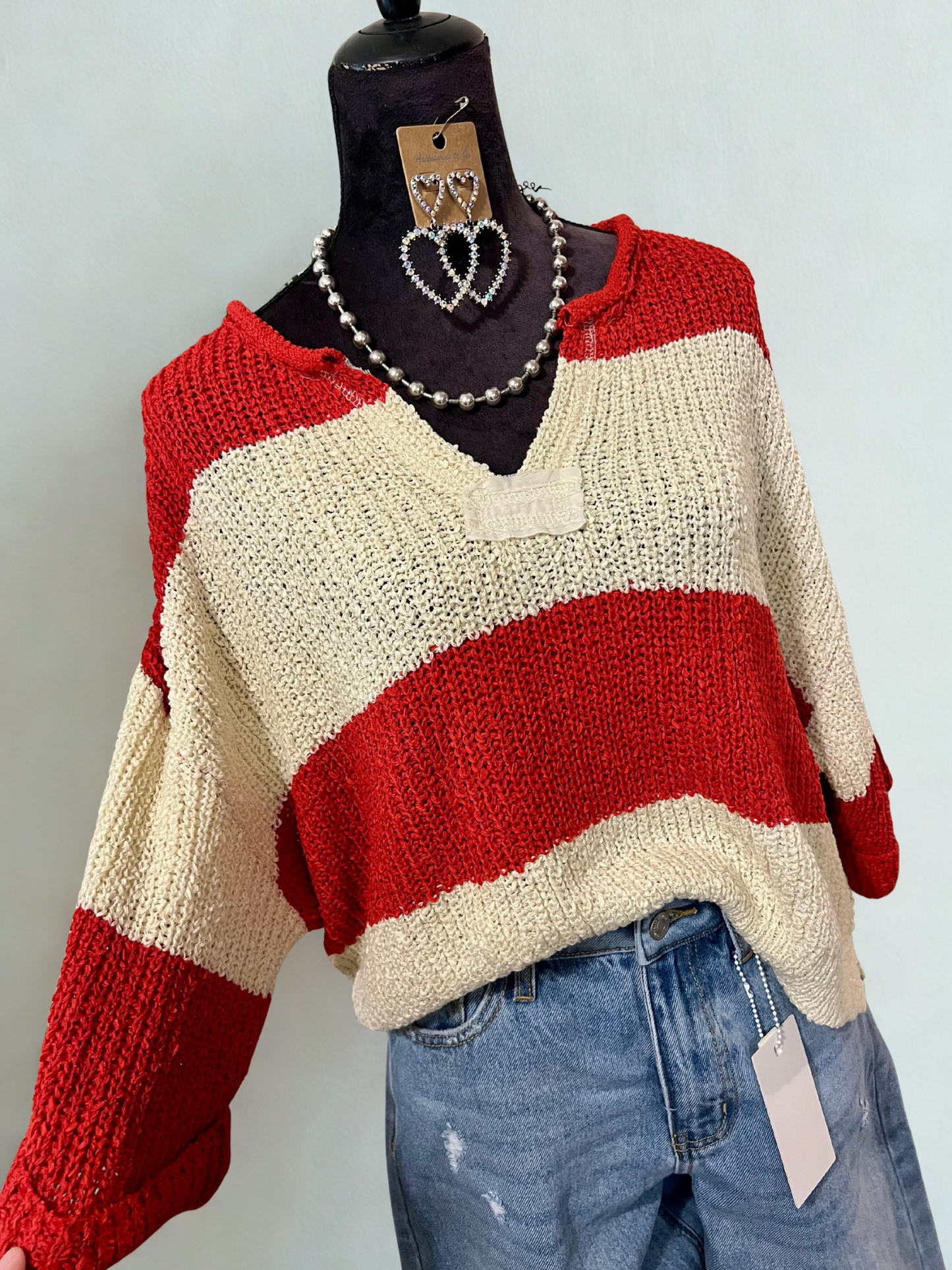 Coastal Weekend Knit Top Red