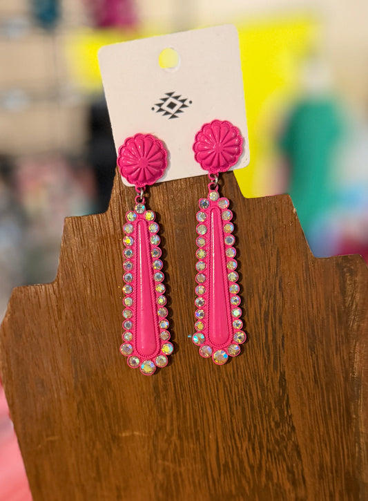 Fuchsia AB Rhinestone Earrings
