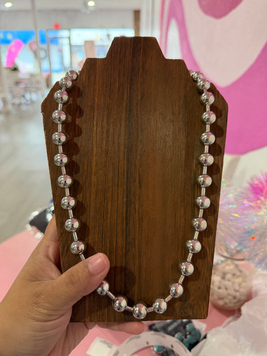 24” Silver Metal Necklace