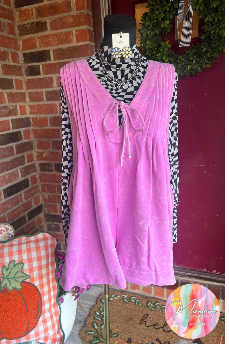 French Terry V Neck Sleeveless Romper