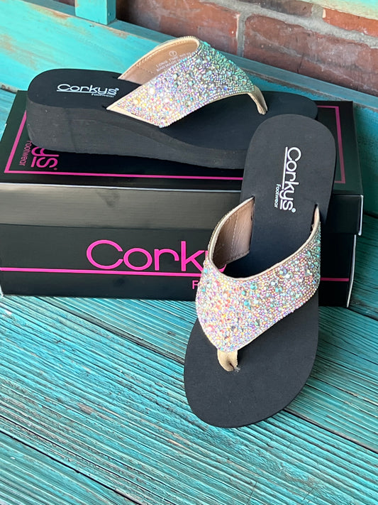 Corkys - Long Time No Sea Clear Rhinestone Sandals