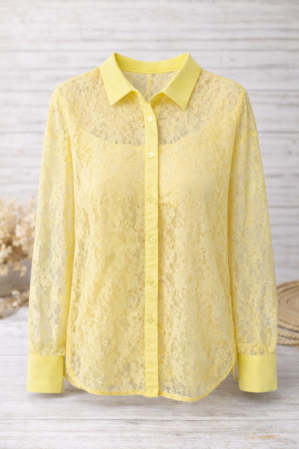 Golden Hour Lace Button Up Top