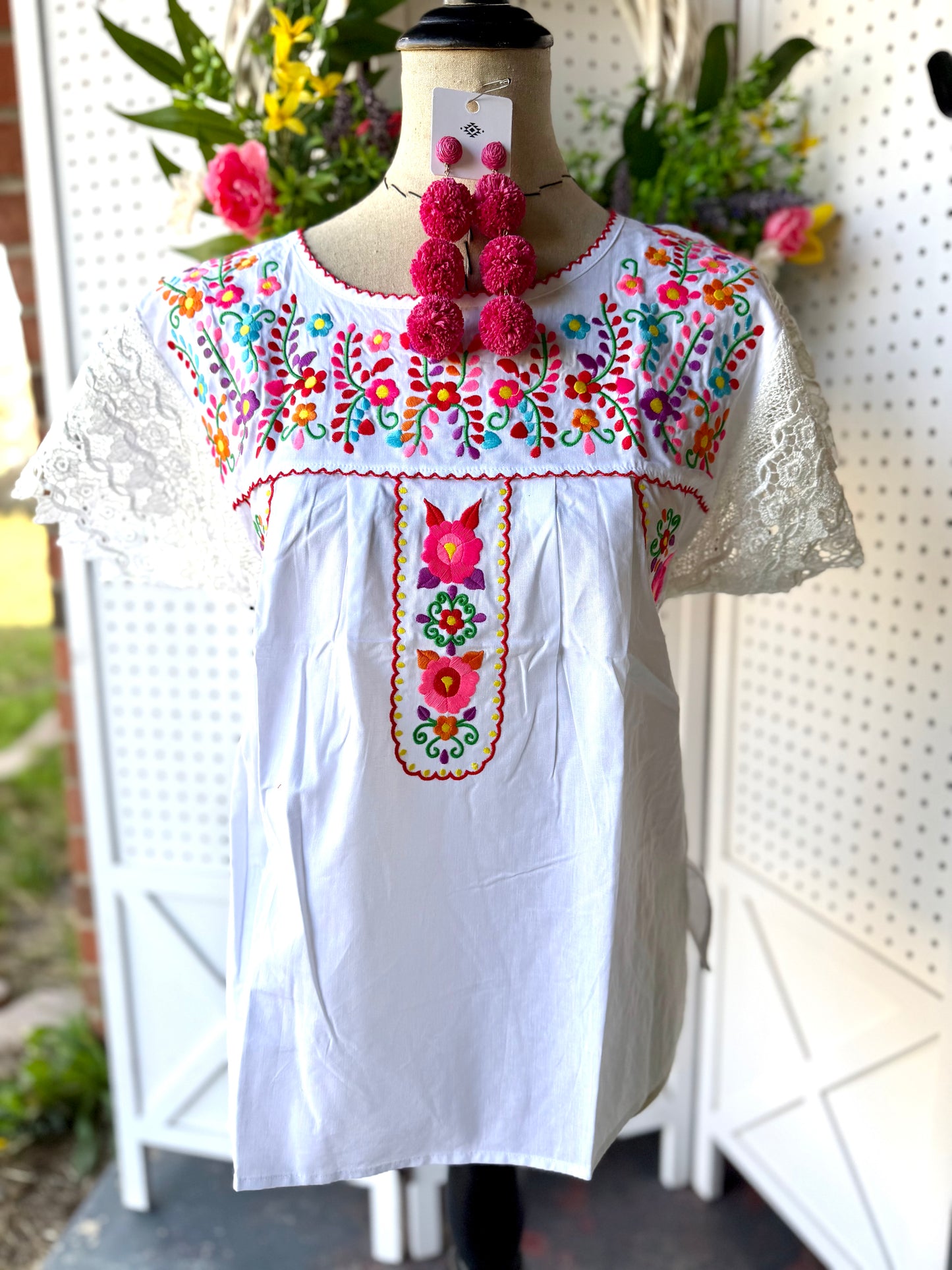 White Embroidered Fiesta Top