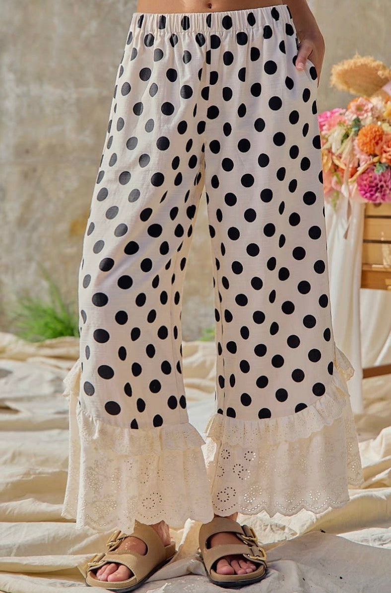 Lace Bottom Polka Dog Pant