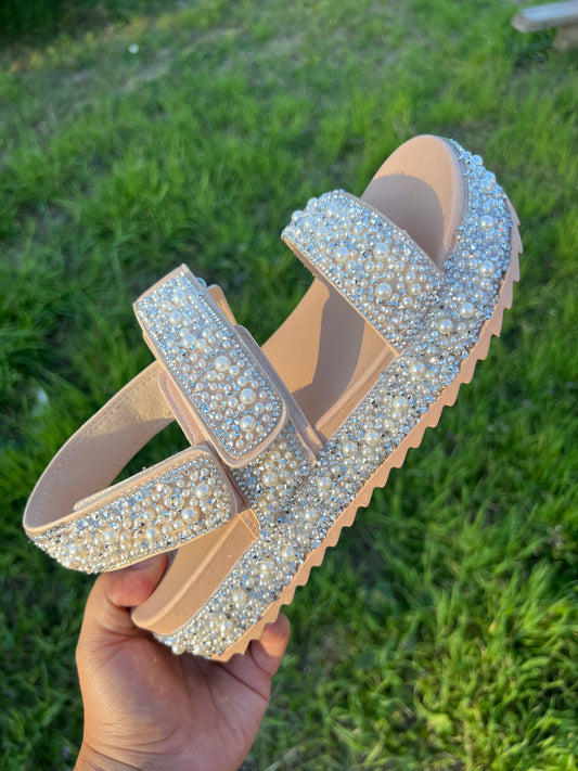 Bling and Pearl Platform Sandals