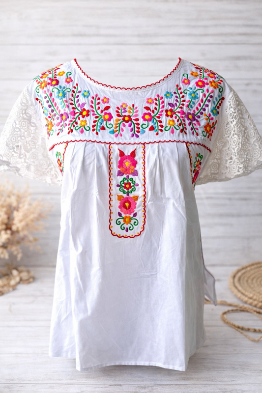 White Embroidered Fiesta Top