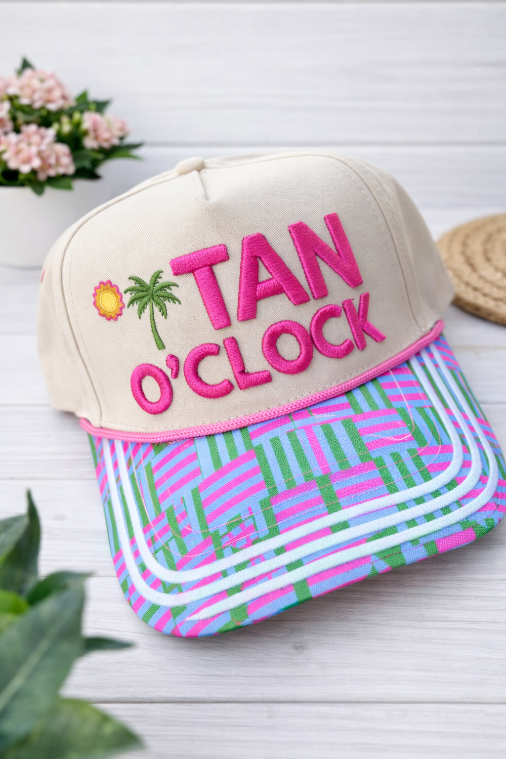 Tan O’ Clock Embroidered Trucker