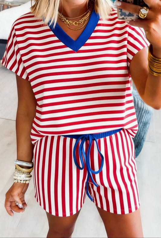 Red White and Trendy Short Set