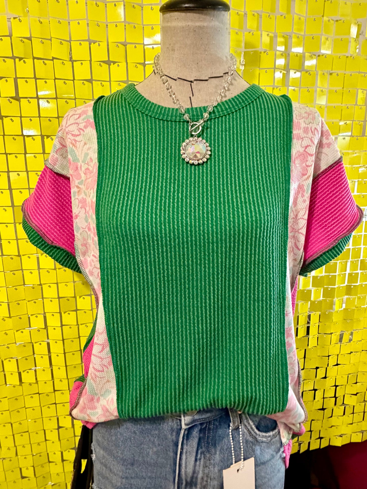 Petal and Pine Ribbed Contrast Top