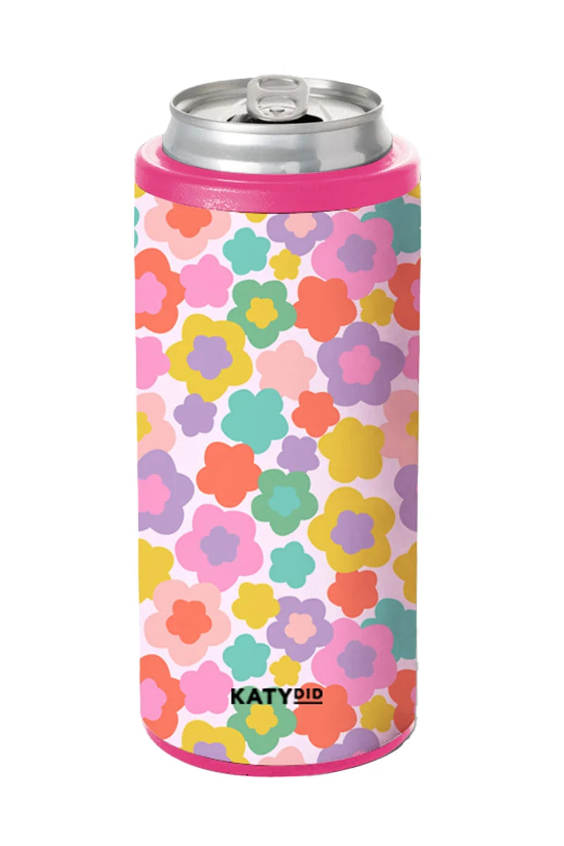 Katy Did Floral Slim Can Insulated Koozie