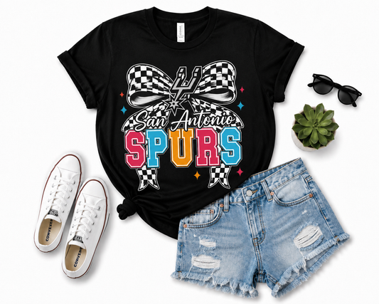 San Antonio Spurs Plaid Bow Tee